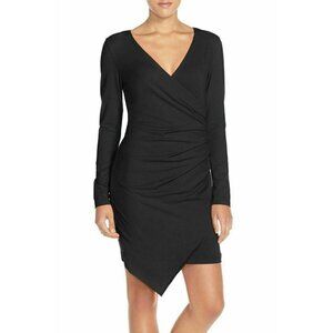 Adelyn Rae Womens Black Knit Faux Wrap Dress XS